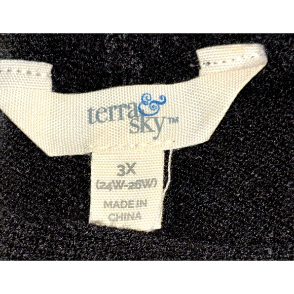 Terra & Sky Sweater Womens Size 3X (24w-26w) Black Fleece 3/4 Sleeves Pullover - Picture 4 of 5